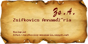 Zsifkovics Annamária névjegykártya