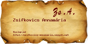 Zsifkovics Annamária névjegykártya